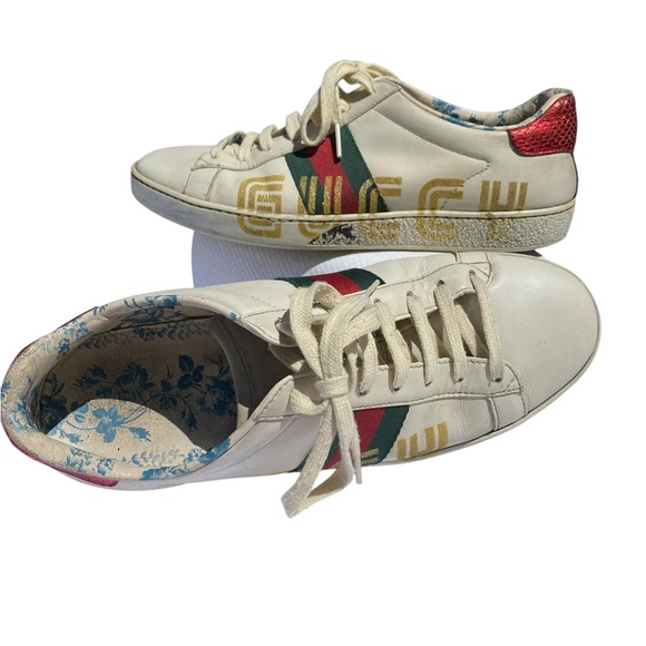 Authentic Gucci Ace Sneakers – Cream with Red & Green Stripes – Women’s Size 39 - Picture 1 of 13